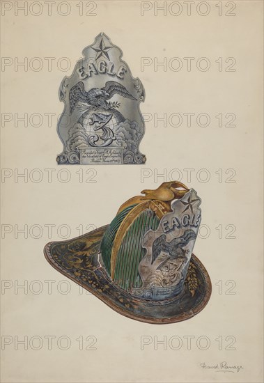 Fireman's Helmet, c. 1939. Creator: David Ramage.