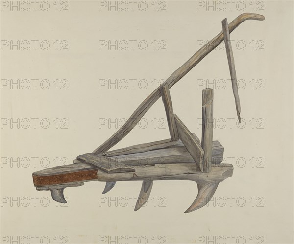 Wooden Harrow or Cultivator, c. 1937. Creator: Wilbur M Rice.