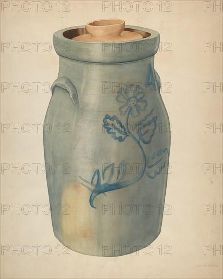 Earthenware Butter Churn, c. 1938. Creator: Wilbur M Rice.