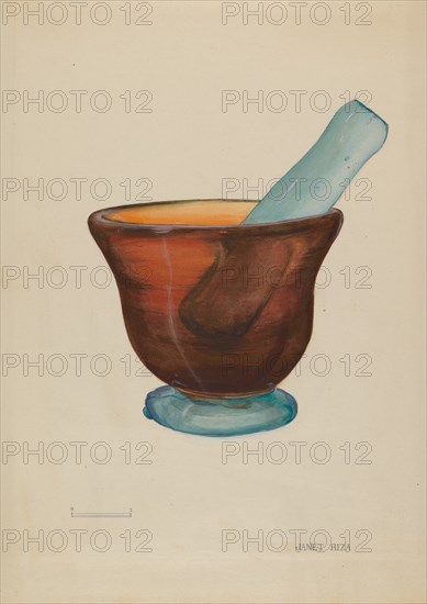 Mortar and Pestle, 1935/1942. Creator: Janet Riza.