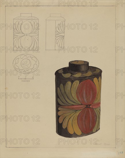 Toleware Tea Caddy, 1935/1942. Creator: Janet Riza.