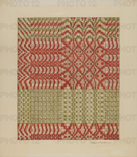 Woven Coverlet, 1935/1942. Creator: Charles Roadman.