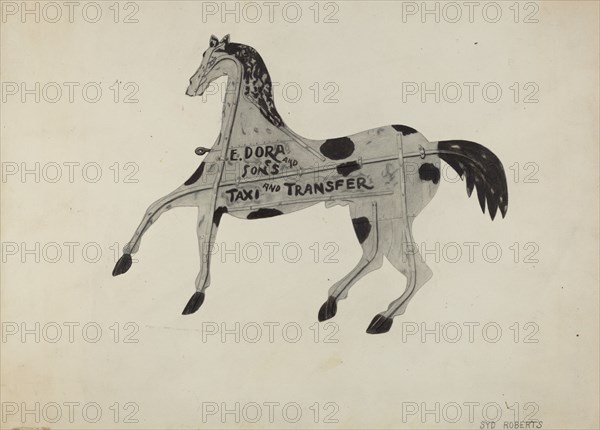 Livery Stable Sign, c. 1938. Creator: Sydney Roberts.