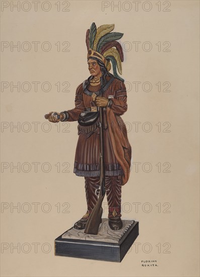 Cigar Store Indian, c. 1937. Creator: Florian Rokita.