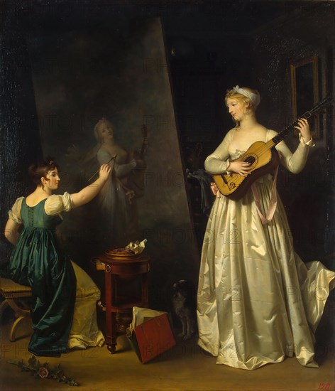Artist Painting a Portrait of a Musician, 1790s. Creator: Gérard, Marguerite (1761-1837).