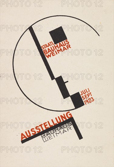 Ausstellung Bauhaus Weimar (Bauhaus exhibition). Postcard , 1923. Creator: Helm, Dörte (1898-1941).