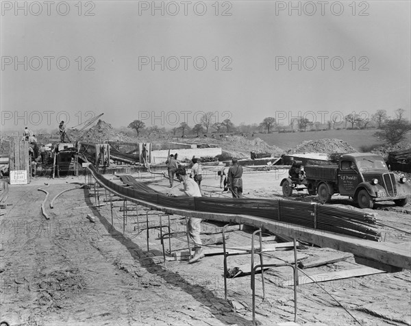 Construction of the Birmingham to Preston Motorway (M6), Staffordshire, 01/05/1962. Creator: John Laing plc.