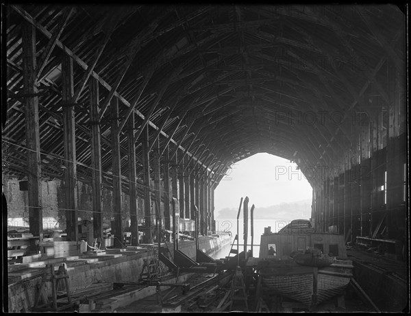 Devonport Dockyard, South Yard, Covered Slip No. 1, Devonport, Plymouth, 1942. Creator: George Bernard Mason.