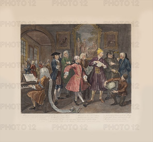 A Rake's Progress, Plate 2: Surrounded By Artists And Professors, ca 1735. Creator: Hogarth, William (1697-1764).
