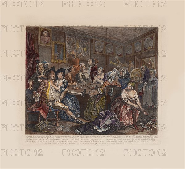 A Rake's Progress, Plate 3: The Tavern Scene, ca 1735. Creator: Hogarth, William (1697-1764).