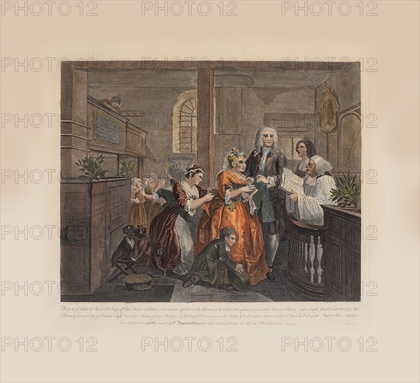 A Rake's Progress, Plate 5: Married To An Old Maid, ca 1735. Creator: Hogarth, William (1697-1764).