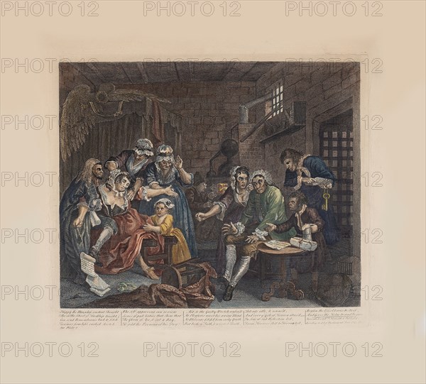 A Rake's Progress, Plate 7: The Prison Scene, ca 1735. Creator: Hogarth, William (1697-1764).