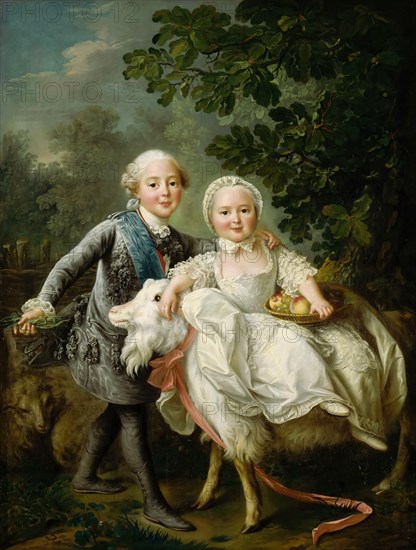 Charles de Bourbon, comte d'Artois with his sister Clotilde, 1763. Creator: Drouais, François-Hubert (1727-1775).