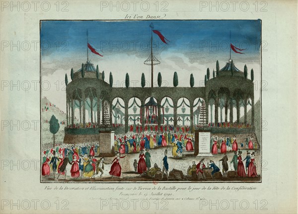 Decoration and Illumination of the Bastille for the Festival of the Federation on 14 July 1790. Creator: Anonymous.