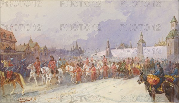 Entry of the captured family of Kuchum Khan into Moscow. 1599, 1891. Creator: Karasin, Nikolai Nikolayevich (1842-1908).