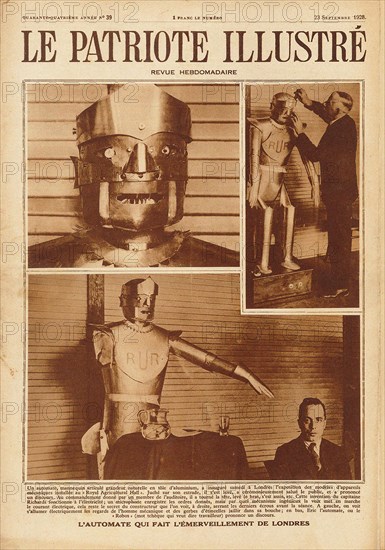 Eric, the first British robot at the Exhibition of the Society of Model Engineers in London, 1928. Creator: Anonymous.