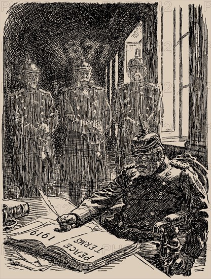 Ghosts at Versailles. Punch, 7 May 1919, 1919. Creator: Partridge, Sir Bernard (1861-1945).