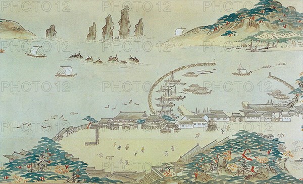 Map of the Choryang Waegwan and its surrounding area in Busan during the Joseon..., 19th cent. Creator: Anonymous.
