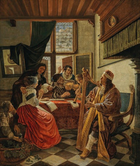 Music-making company in an interior, 1670s. Creator: De Man, Cornelis (1621-1706).