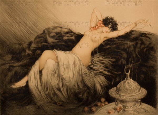 Nude with Black Fur. Creator: Icart, Louis Justin Laurent (1888-1950).