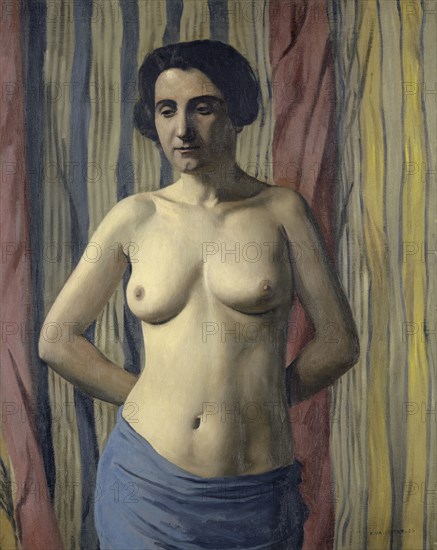 Nude with Blue Sash, 1922. Creator: Vallotton, Felix Edouard (1865-1925).