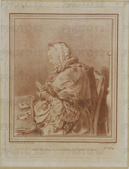 Portrait of Madame Geoffrin (1699-1777), 1770. Creator: Demarteau, Gilles (1722-1776).
