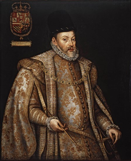 Portrait of Philip II (1527-1598), King of Spain and Portugal, Second half of the16th cen. Creator: Sánchez Coello, Alonso (1531-1588).