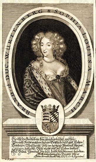 Portrait of Sophie Louise of Württemberg-Stuttgart (1642-1702), Margravine..., c. 1680. Creator: Kilian, Philipp (1628-1693).