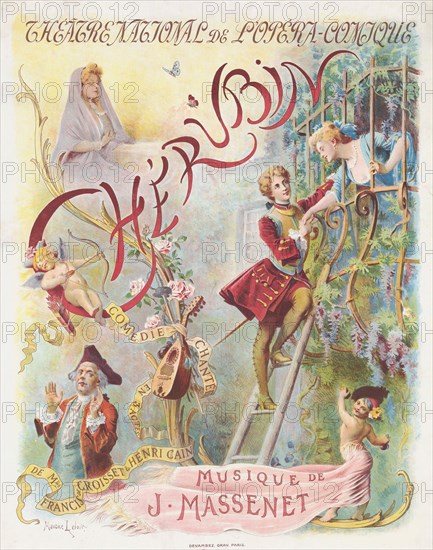 Premiere Poster for the opera Chérubin by Jules Massenet, 1905. Creator: Leloir, Maurice (1853-1940).