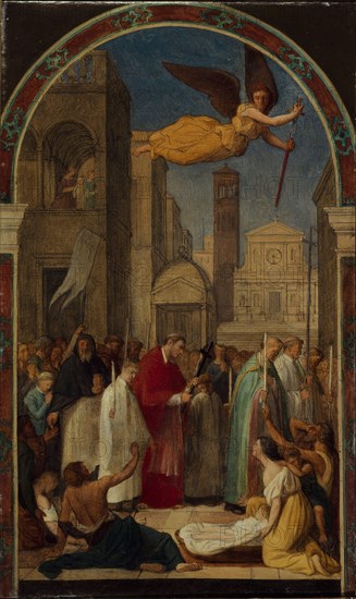 Procession of Saint Charles Borromeo during the plague of Milan, 1861. Creator: Pichon, Pierre-Auguste (1805-1900).