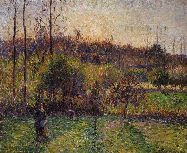 Rising sun at Eragny, 1894. Creator: Pissarro, Camille (1830-1903).