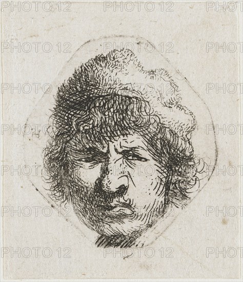 Self-portrait scowling, ca 1631. Creator: Rembrandt van Rhijn (1606-1669).