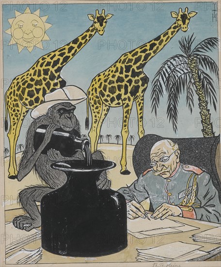 The colonies cannot flourish under the German government, because the ink dries..., 1903. Creator: Heine, Thomas Theodor (1867-1948).