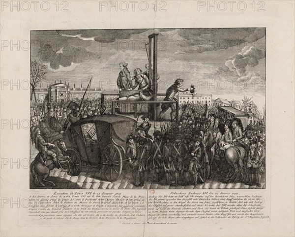 The Execution of Louis XVI on the Place de la Revolution on 21 January 1793, c. 1793. Creator: Anonymous.