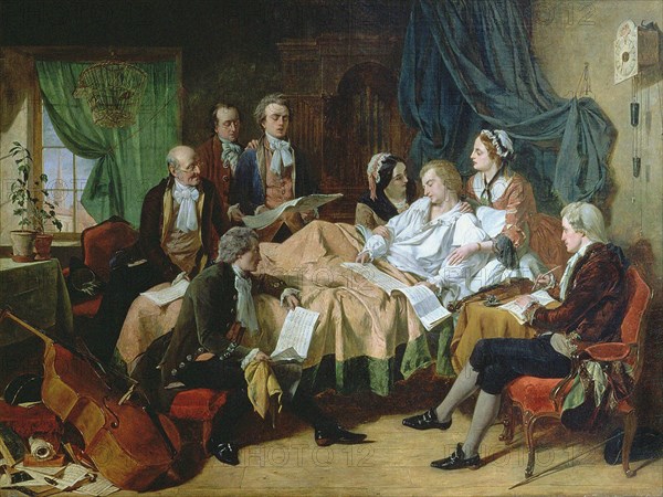 The Last Hours of Mozart, 1860s. Creator: O'Neil, Henry Nelson, (after) (1817-1880).