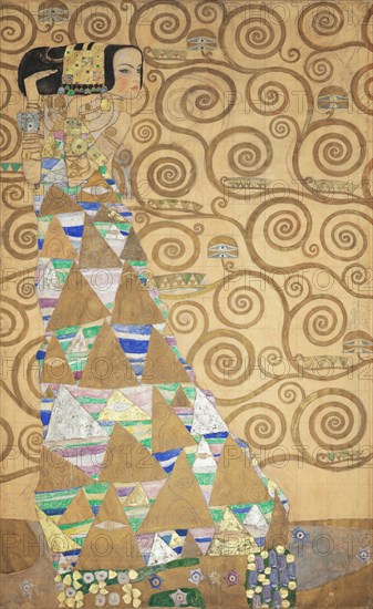 The Stoclet Frieze, Detail: The Expectation, 1905-1909. Creator: Klimt, Gustav (1862-1918).