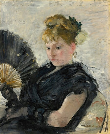 Woman with a fan, 1876. Creator: Morisot, Berthe (1841-1895).