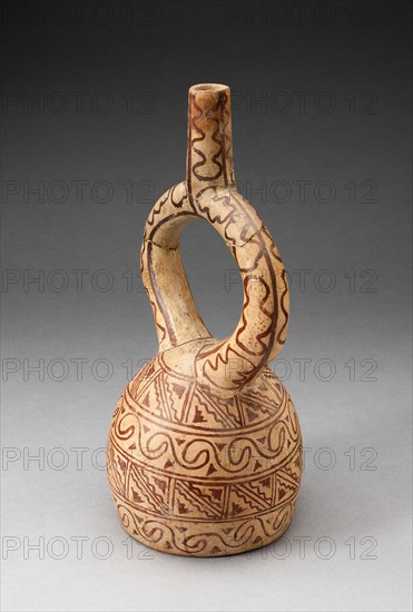 Stirrup Spout Vessel with Geometric Designs, 100 B.C./A.D. 500. Creator: Unknown.