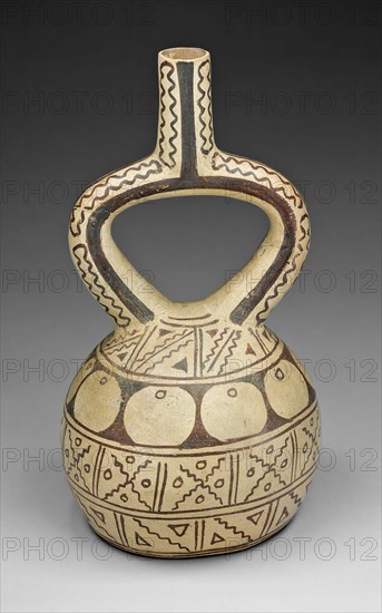 Stirrup Spout Vessel with Geometric Motifs, 100 B.C./A.D. 500. Creator: Unknown.