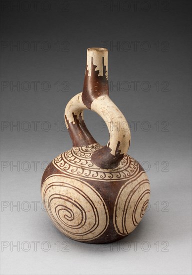 Stirrup Spout Vessel with Spiral Designs, 100 B.C./A.D. 500. Creator: Unknown.