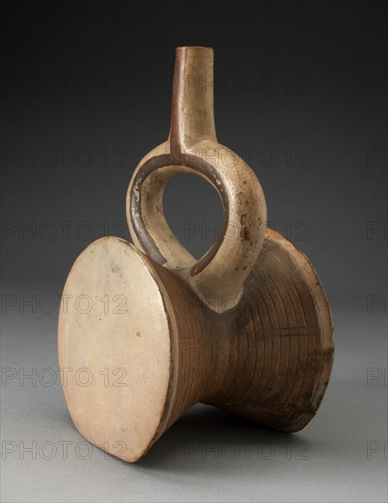 Stirrup Spout Vessel in the Form of a Drum, 100 B.C./A.D. 500. Creator: Unknown.
