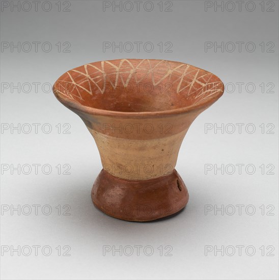Flaring bowl with Rattle Base and Incised Geometric Motif on Interior Rim, 100 B.C./A.D. 500. Creator: Unknown.