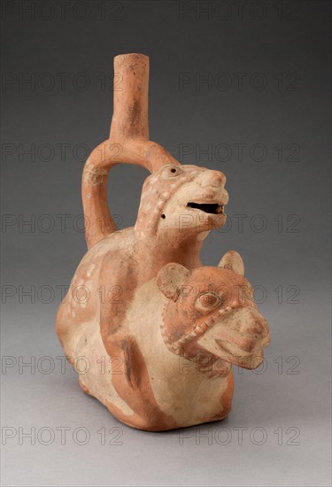 Handle Spout Vessel in Form of Mating Llamas, 100 B.C./A.D. 500. Creator: Unknown.