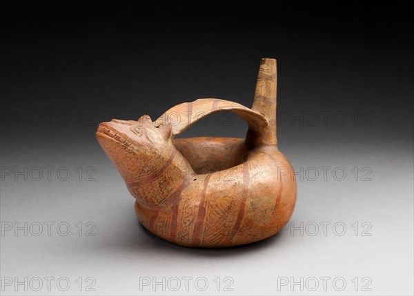 Strap-Handled Circular Jar in the Form a Composite Feline-Serpent with Diagonal..., 100 B.C./A.D. 50 Creator: Unknown.