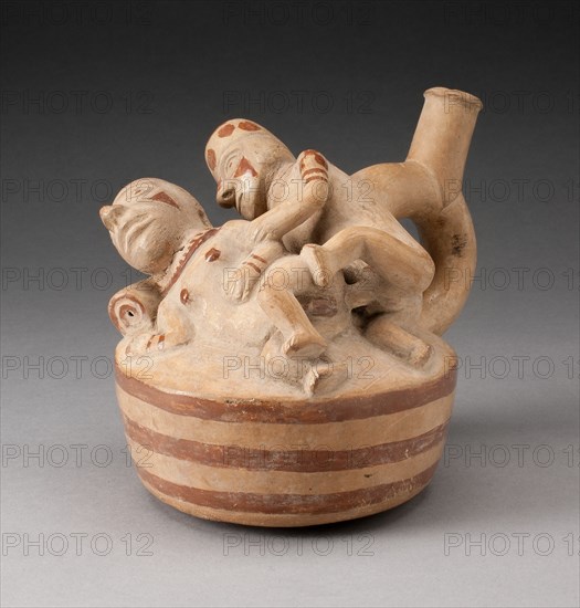 Handle Spout Vessel Depicting Anal Sex, 100 B.C./A.D. 500. Creator: Unknown.