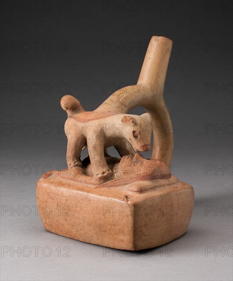 Handle Spout Vessel Depicting Bestiality, 100 B.C./A.D. 500. Creator: Unknown.