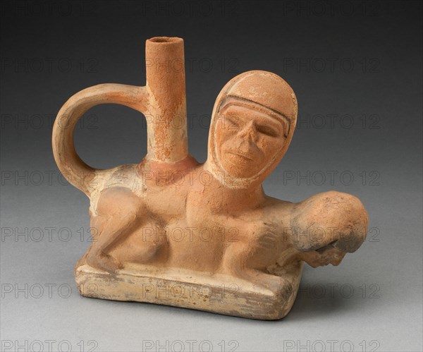 Handle Spout Vessel Depicting an Erotic Scene, 100 B.C./A.D. 500. Creator: Unknown.