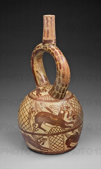 Stirrup Spout Vessel Depicting a Deer Hunt, 100 B.C./A.D. 500. Creator: Unknown.