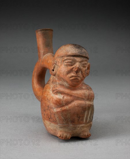 Miniature Handle Spout Vessel in Form of a Seated Man, 100 B.C./A.D. 500. Creator: Unknown.