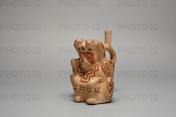 Handle Spout Vessel in the Form of Stitting Figure, Possibly Ai-Apec, 100 B.C./A.D. 500. Creator: Unknown.